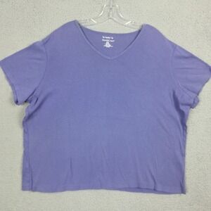 Northcrest Womens Top TShirt Short Sleeve Comfort Lavender V Neck Plus 2X